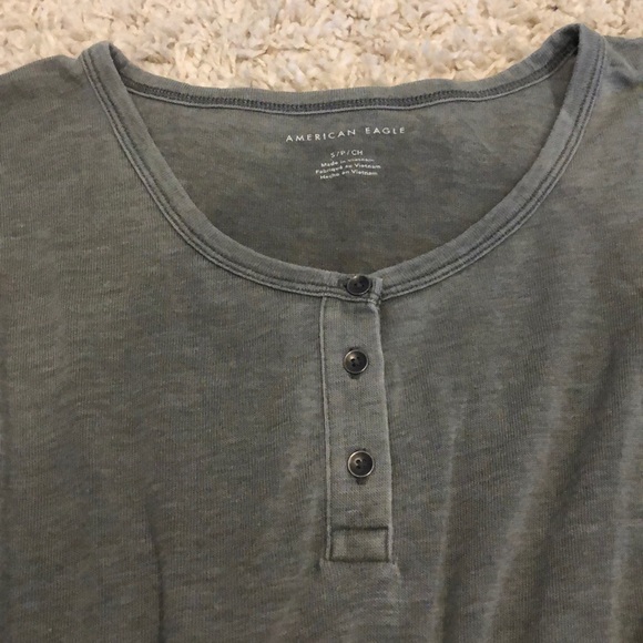 American Eagle Green Oversized Henley with Buttons - Picture 3 of 6